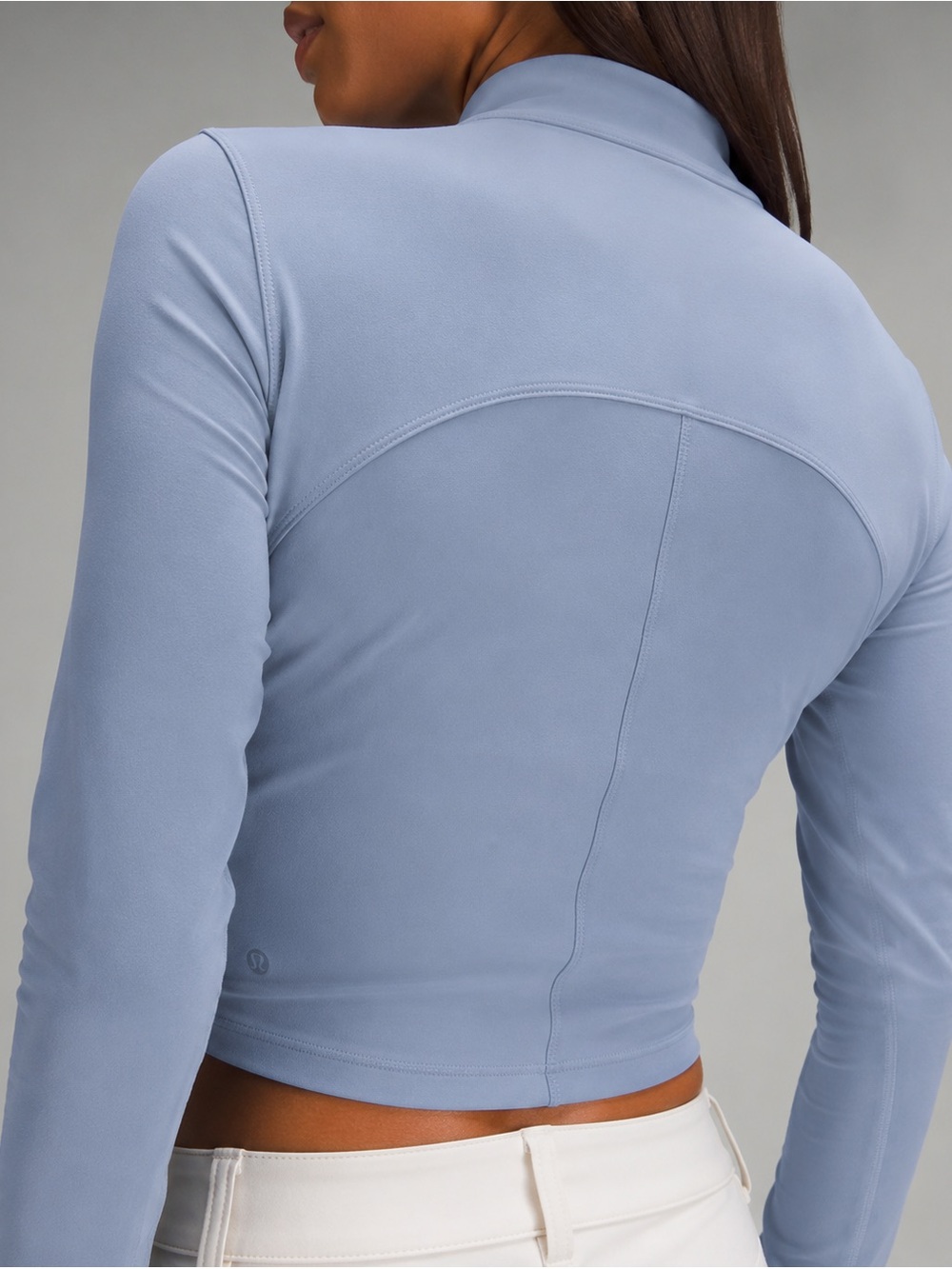 Lululemon All Aligned Mock Neck Long Sleeve Crop Shirt Size 10 Chambray Blue